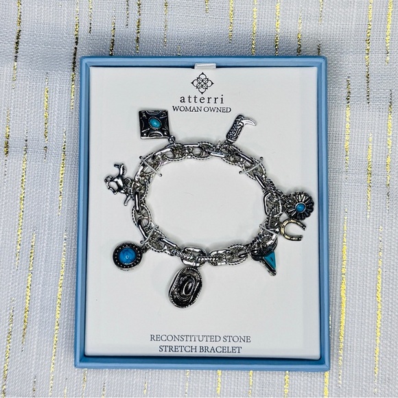 Atterri Jewelry - Atterri Turquoise Charm Stretch Bracelet | Western Cowgirl Jewelry